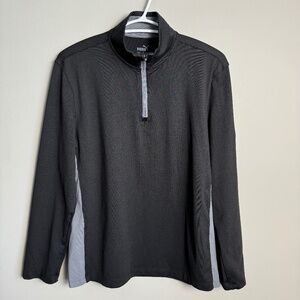 Puma Kid's Gray/Black 1/4 Zip Long Sleeve Performance Pullover Size Large Active